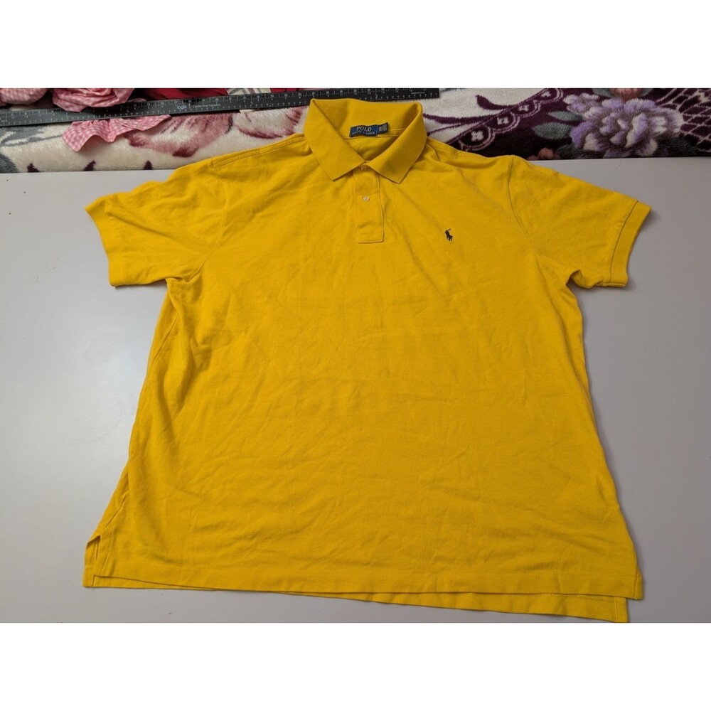 Polo Ralph Lauren Shirt Mens 2XB Yellow Short Sleeve Big & Tall Pique Polo